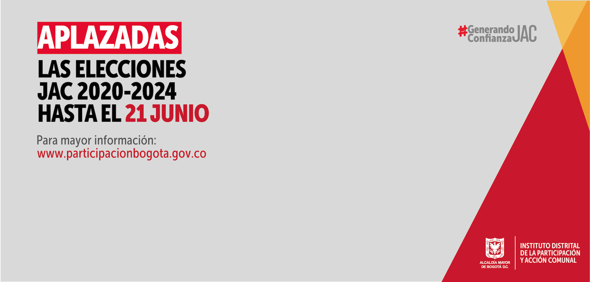 IDPAC confirma el 21 de junio de 2020 para las elecciones de las JAC 2020- 2024