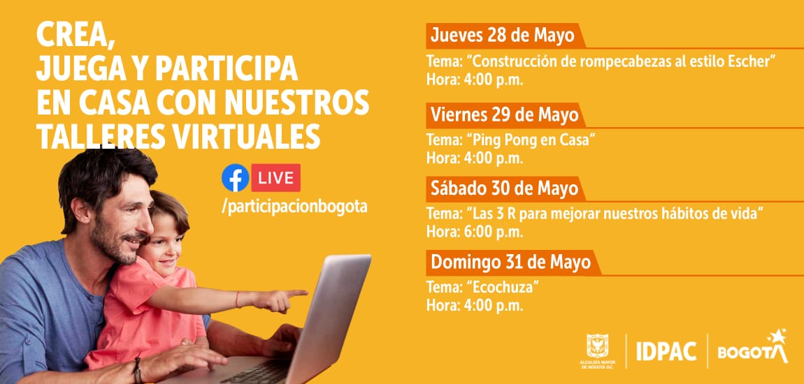 Crea, Juega y Participa en Casa con nuestros talleres virtuales