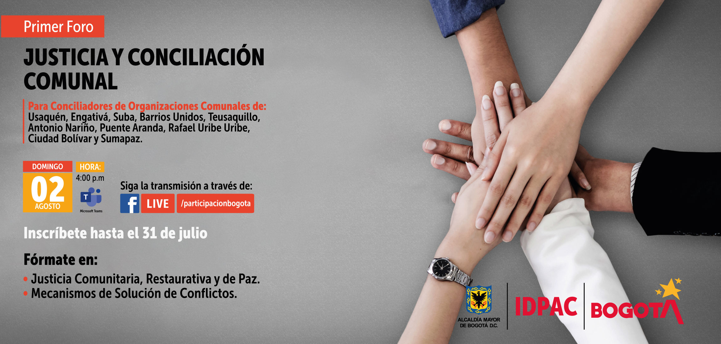 Inscríbete y participa en el primer foro de ‘Justicia y Conciliación Comunal’