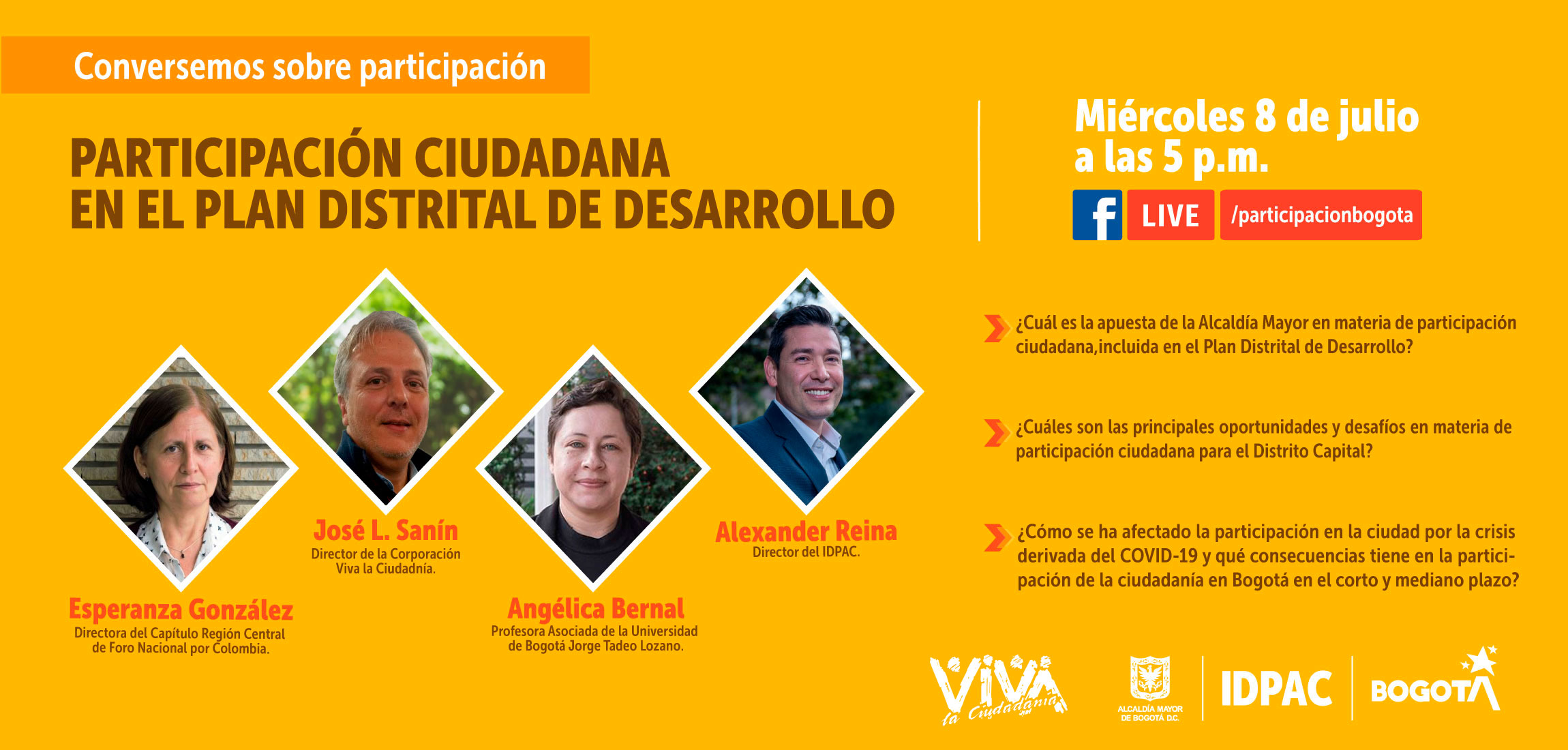 IDPAC y Viva la Ciudadanía se unen para hablar de ciudad y participación