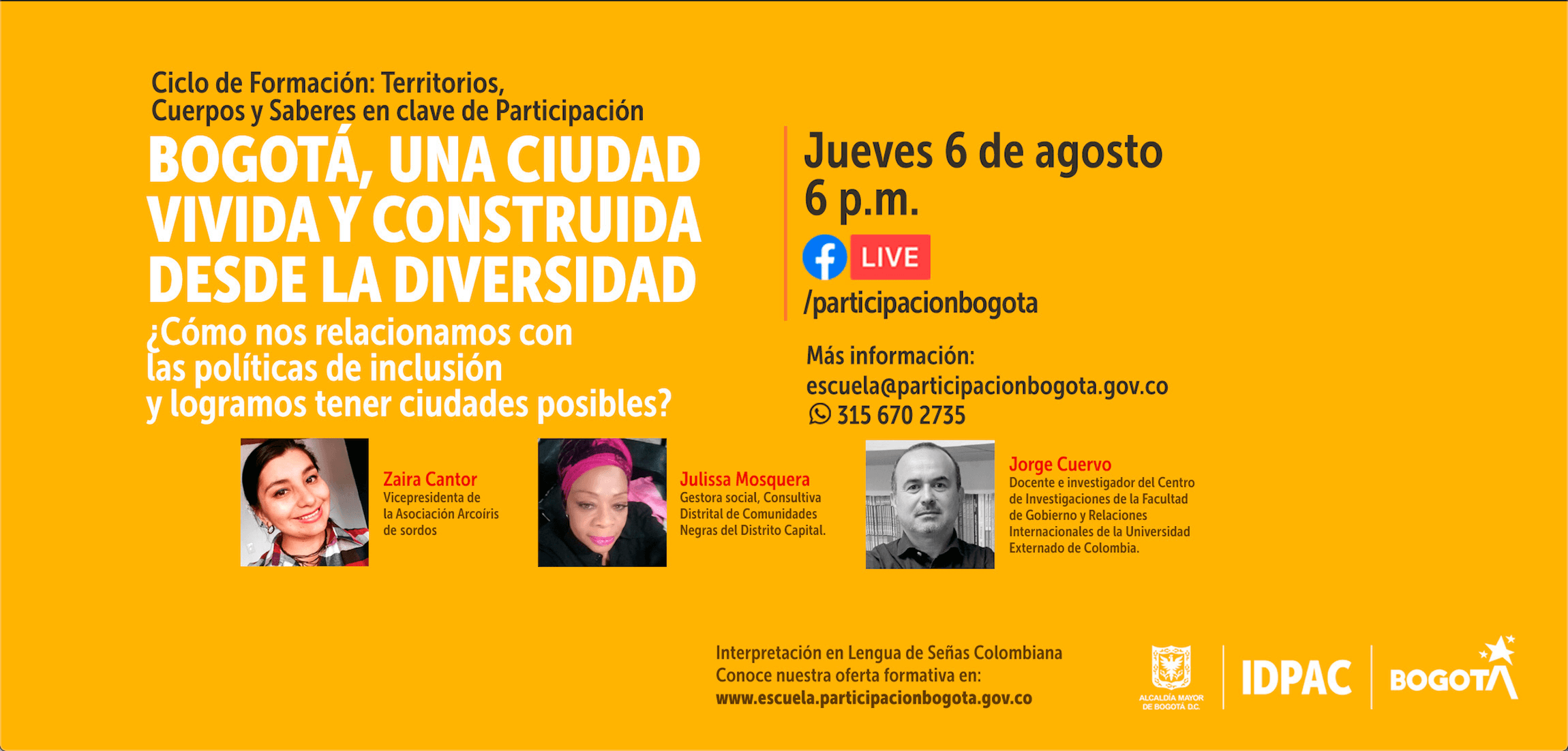 Celebra el cumpleaños de Bogotá con un nuevo conversatorio sobre diversidad e inclusión