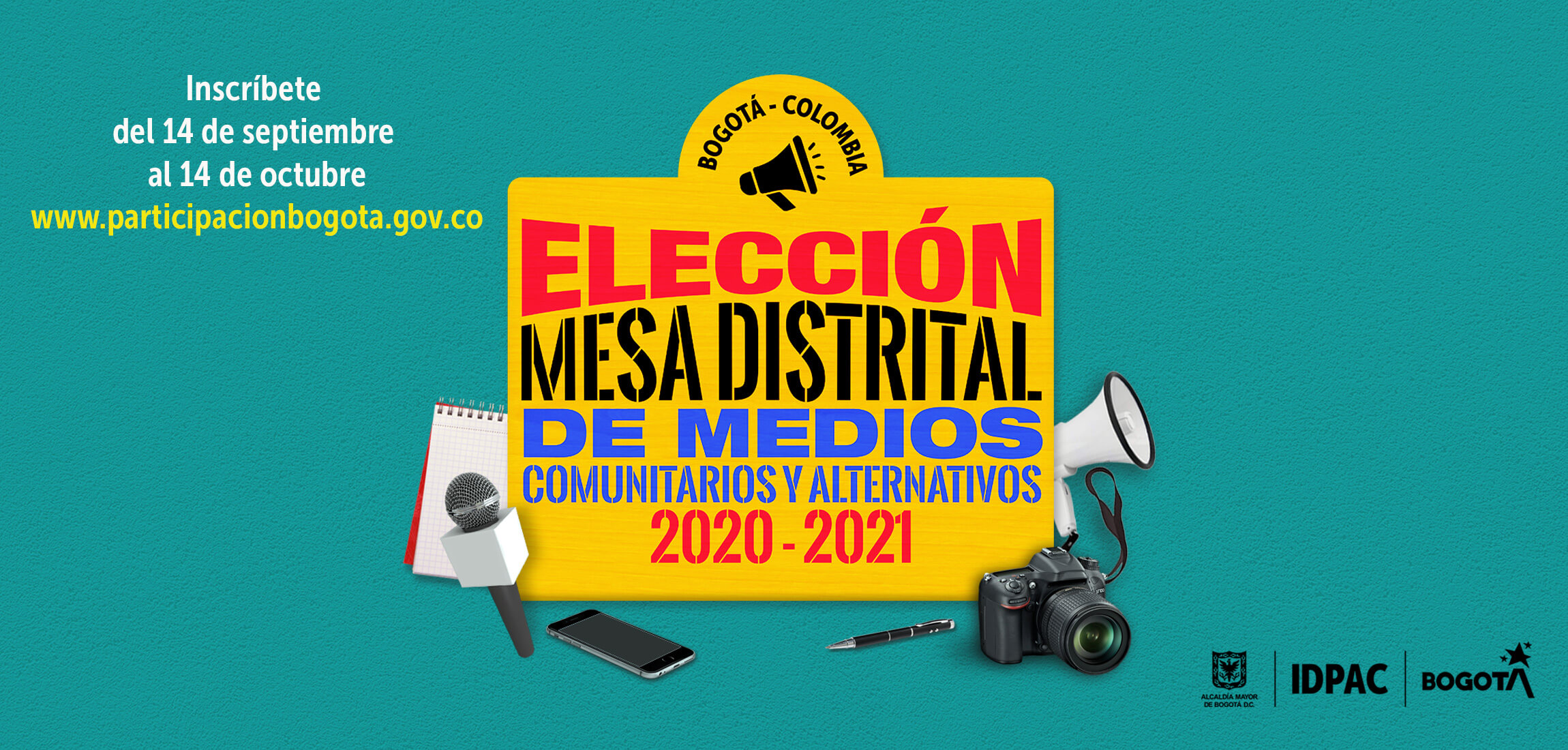 El Instituto Distrital de la Participación y Acción Comunal (IDPAC) abre las inscripciones a la Elección de la Mesa Distrital de Medios Comunitarios y Alternativos 2020 – 2021, una instancia de participación ciudadana en la que se fortalecen los procesos de formulación, promoción, ejecución, seguimiento y evaluación de la política pública de comunicación comunitaria.