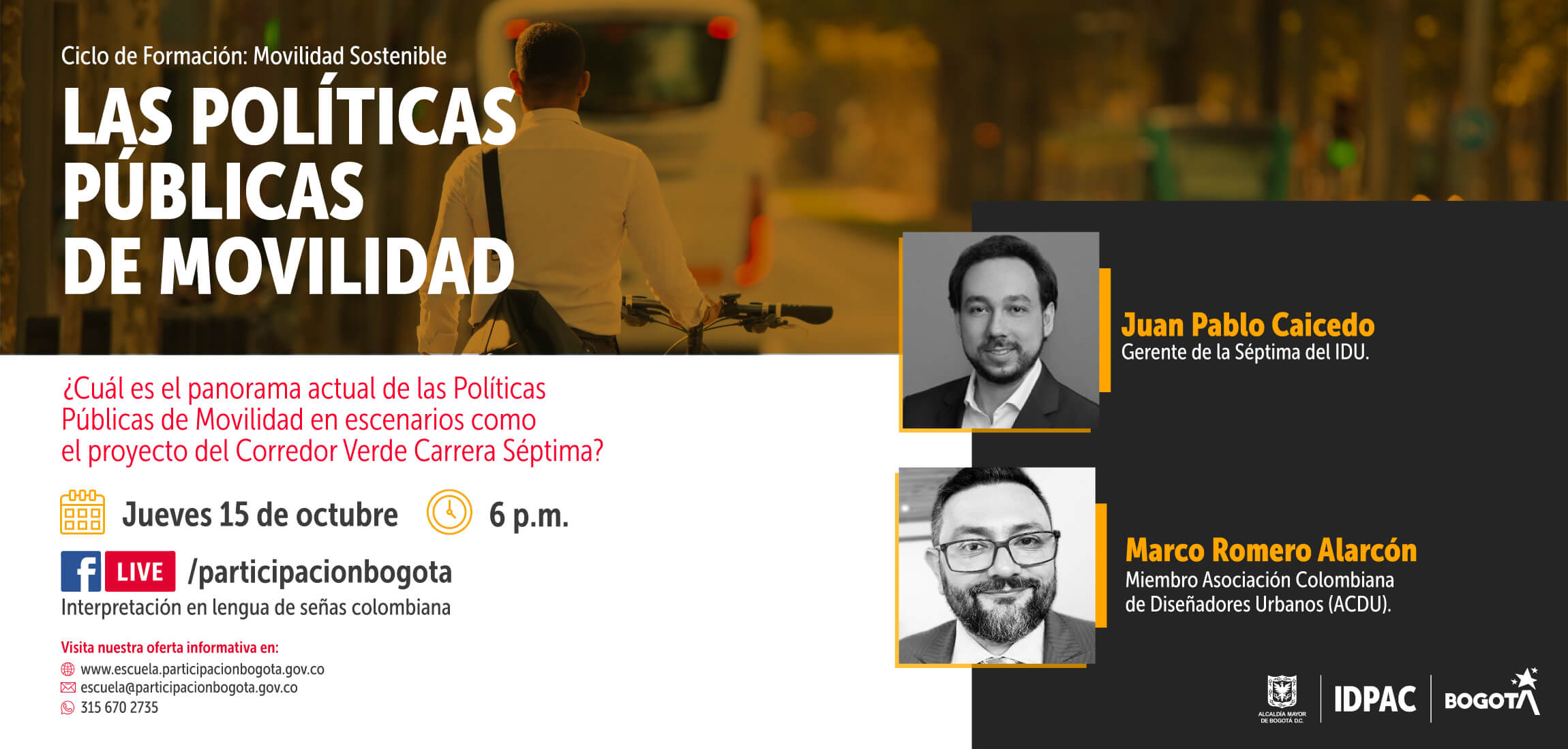 Participa del Facebook Live: Las Políticas Públicas de Movilidad