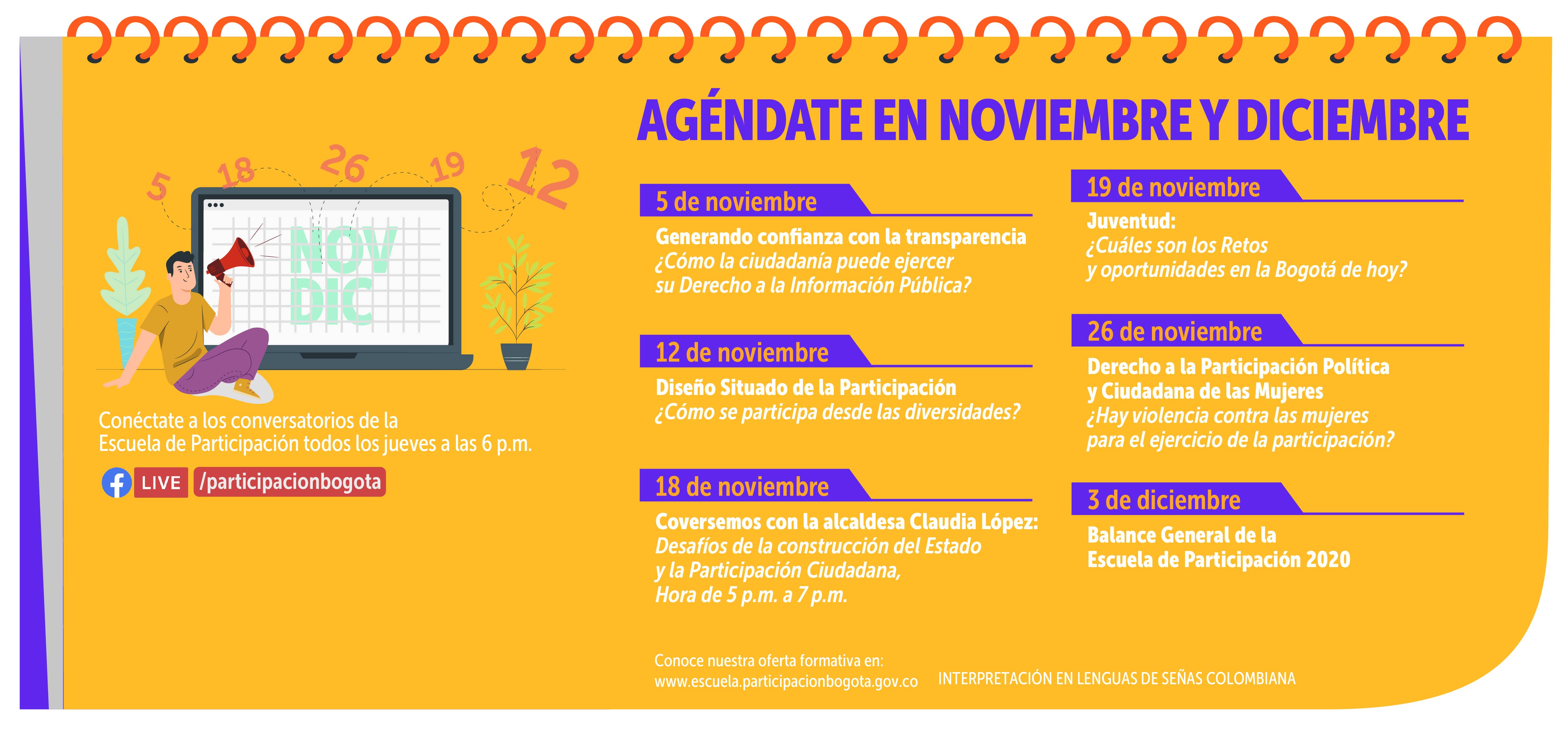 Agéndate en noviembre y diciembre con los Facebook Live de la Escuela de la Participación