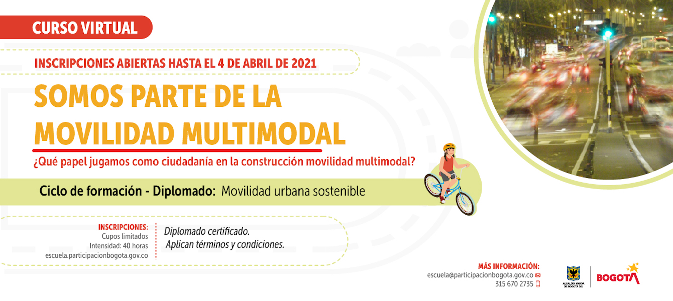 Inscripciones abiertas para el curso virtual ‘Somos Parte de la Movilidad Multimodal’