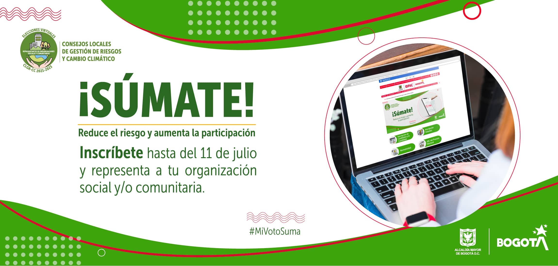 Se amplía calendario electoral para ser Representante ante los Consejos Locales de Gestión de Riesgos y Cambio Climático en Bogotá