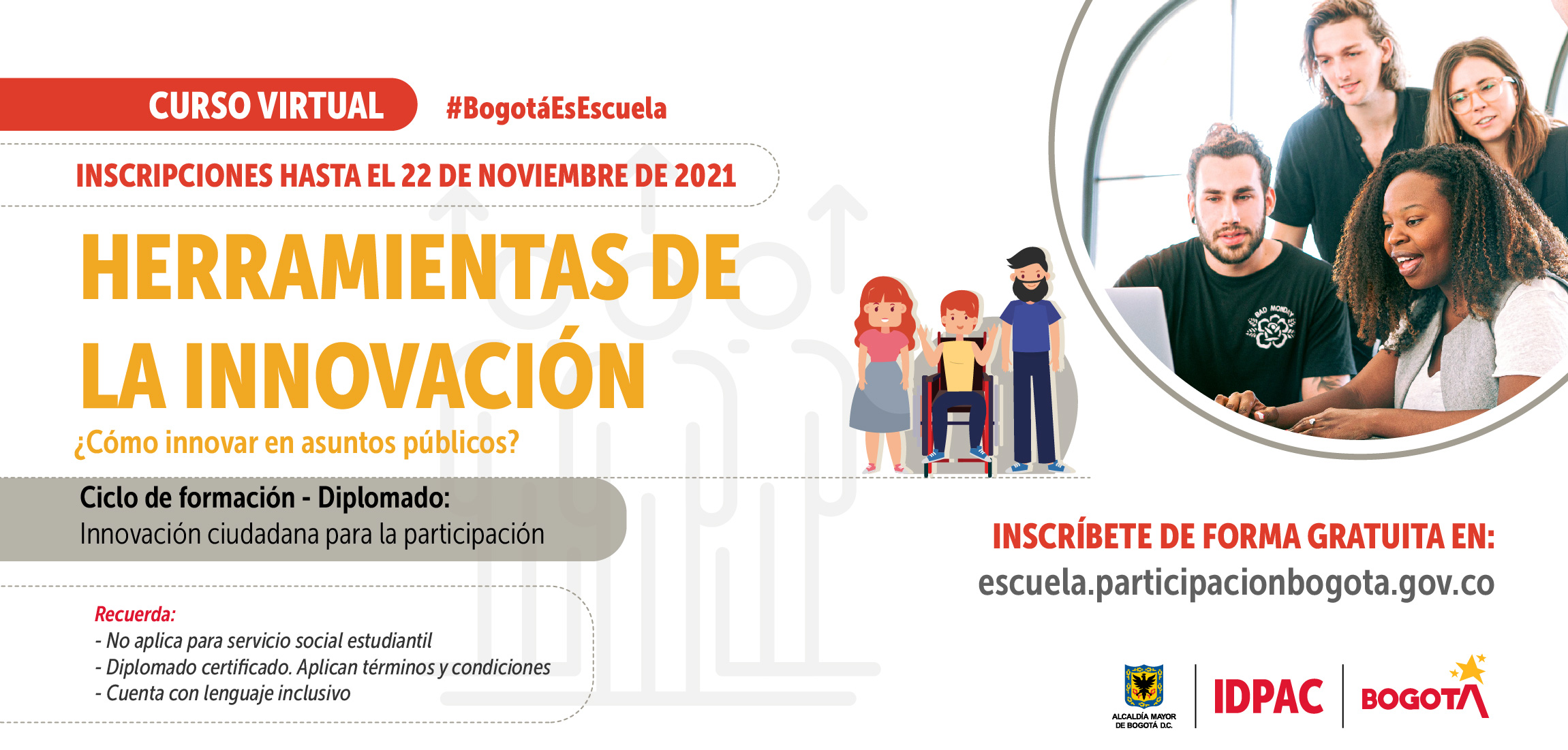 Primer Curso para El Diplomado de Innovación Ciudadana  ¡Inscripciones Abiertas!