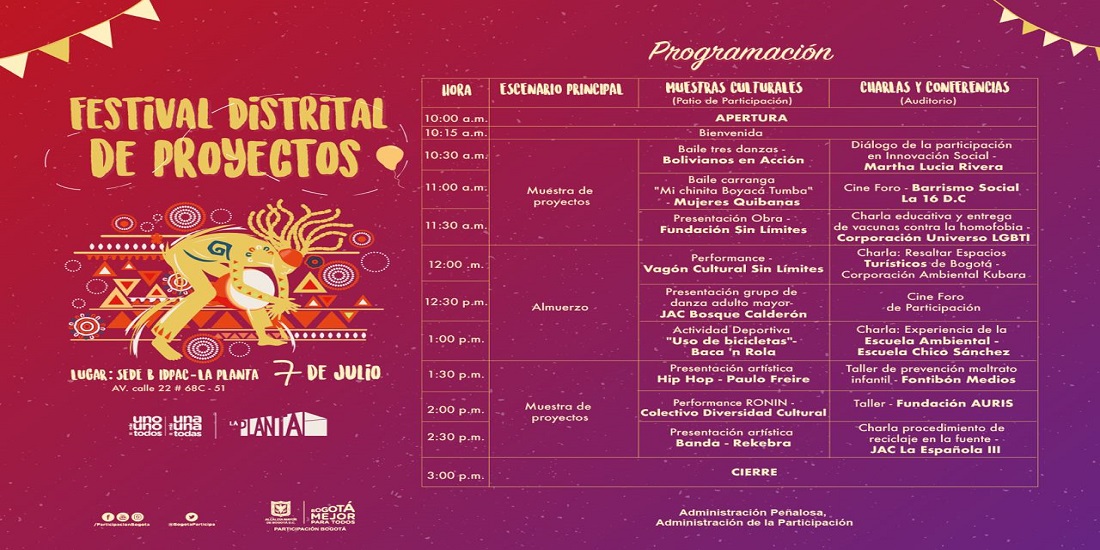 ¡Este sábado! Agéndate con el 'Festival Distrital de Proyectos'