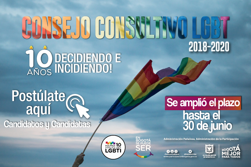 Se abren inscripciones para candidatos, candidatas y votantes al Consejo Consultivo Distrital LGBT (2018 – 2020)