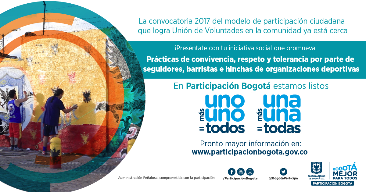 Postula tu iniciativa en el modelo de participación 'un@ más un@=tod@s 2017'