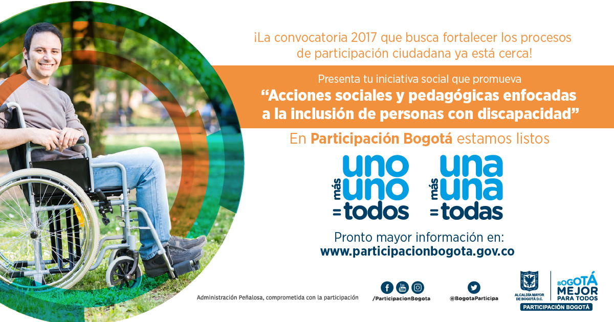 Postula tu iniciativa en el modelo de participación 'un@ más un@=tod@s 2017'