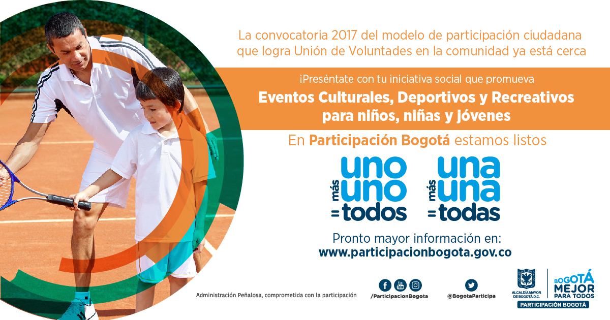 Postula tu iniciativa en el modelo de participación 'un@ más un@=tod@s 2017'