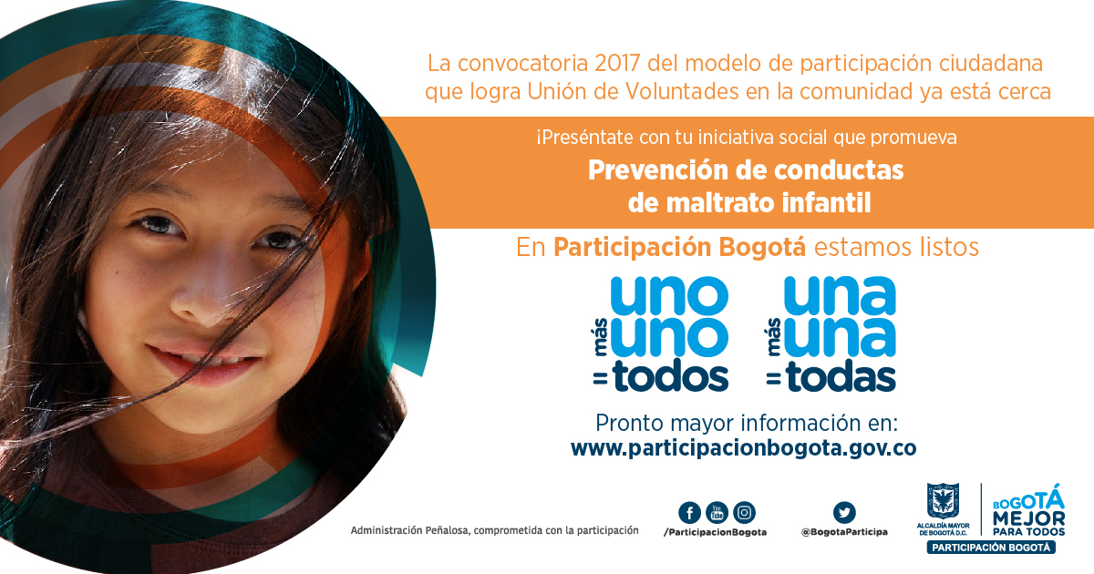 Postula tu iniciativa en el modelo de participación 'un@ más un@=tod@s 2017'