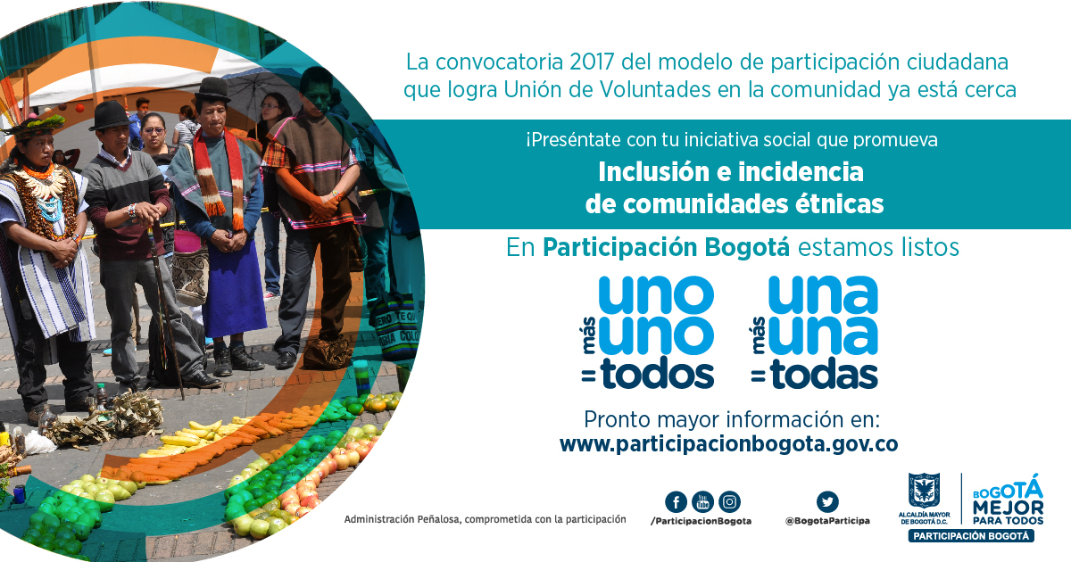 Postula tu iniciativa en el modelo de participación 'un@ más un@=tod@s 2017'