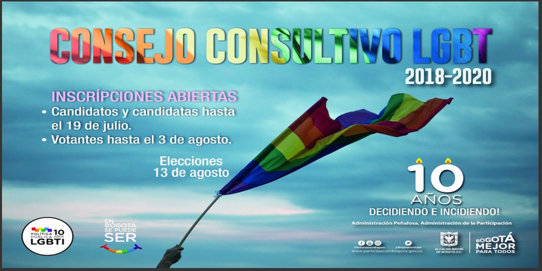 Ampliación de fechas para elección del Consejo Consultivo LGBT 2018 - 2020