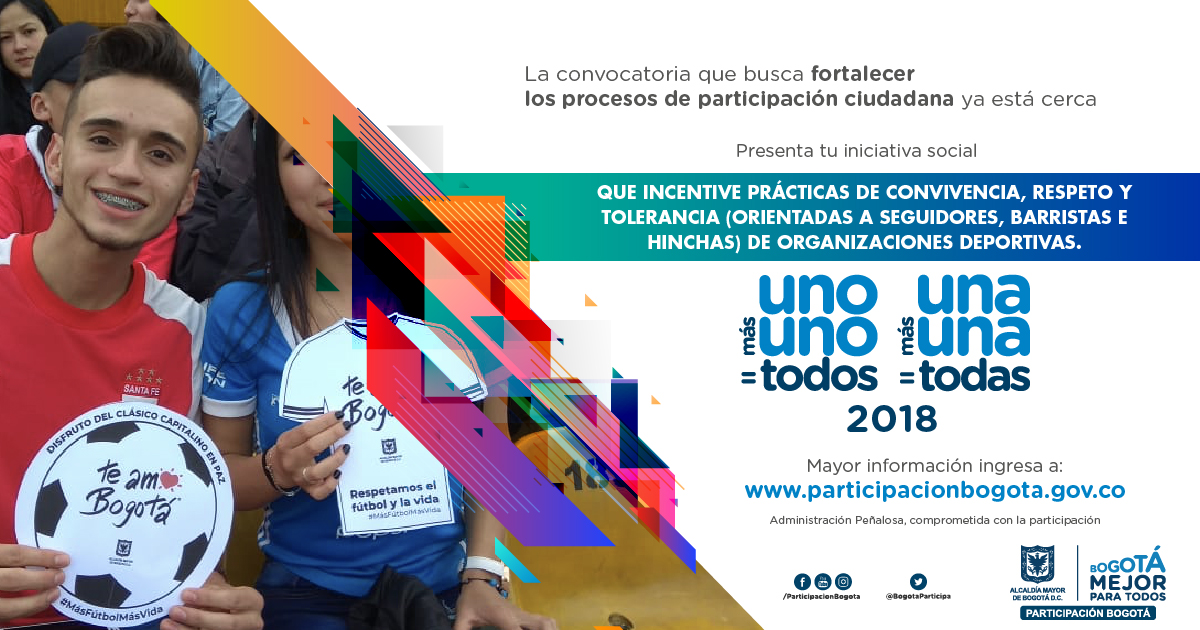 Convocatoria Uno Más Uno=Todos, Una Más Una=Todas Proyectos e Iniciativas de Carácter Social 2018