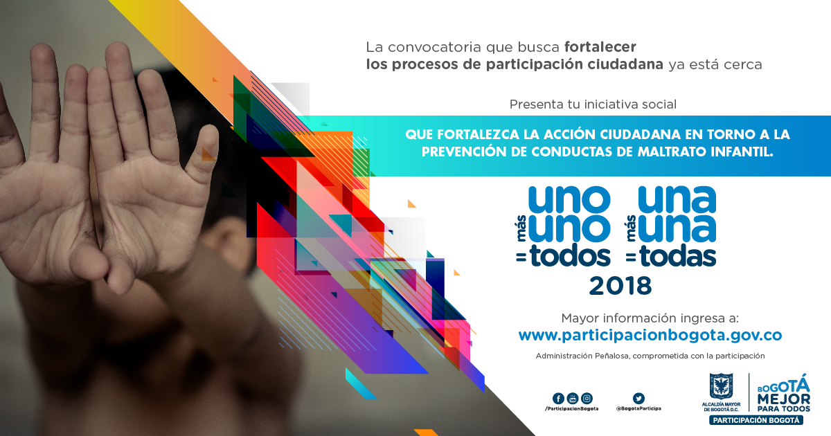 Convocatoria Uno Más Uno=Todos, Una Más Una=Todas Proyectos e Iniciativas de Carácter Social 2018