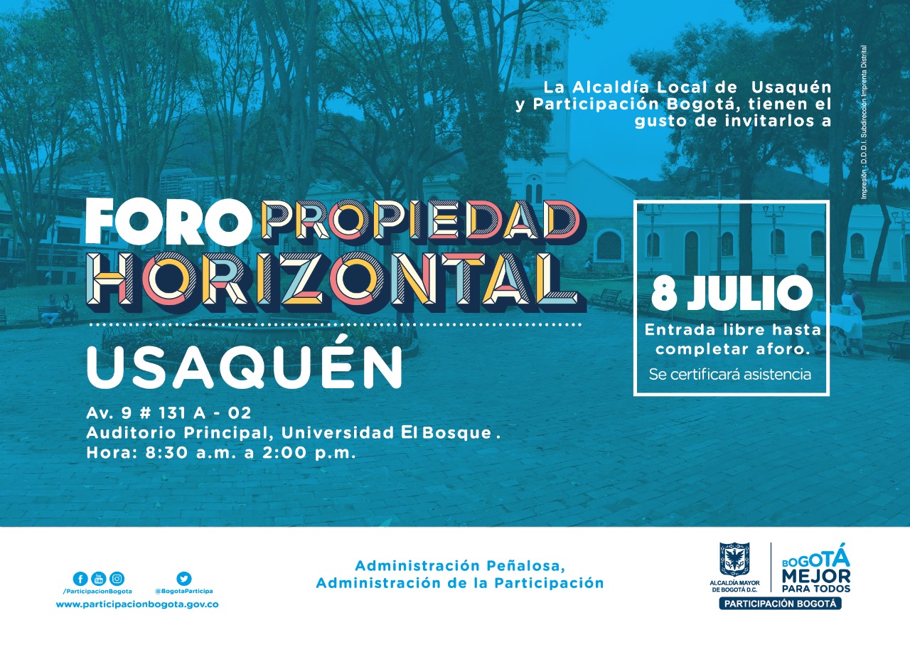 Foro de Propiedad Horizontal en Usaquén, cupo limitado hasta completar aforo