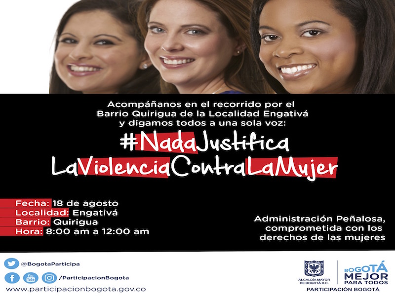  Campaña ‘Nada Justifica la Violencia contra la Mujer’ llega a la localidad de Engativá