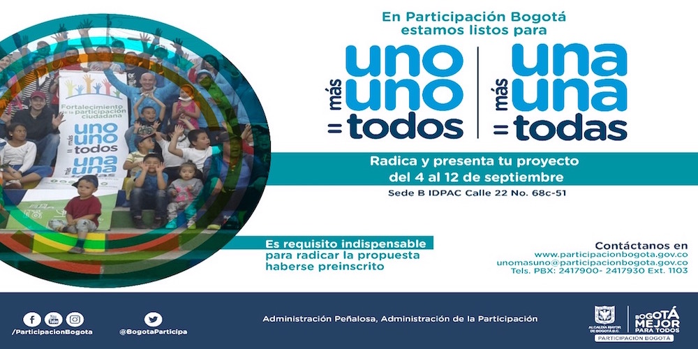 Postula tu iniciativa en el modelo de participación 'un@ más un@=tod@s 2017'