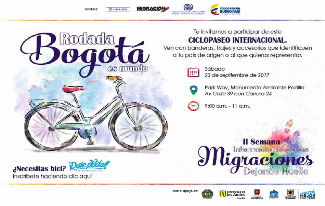 En ‘bici’, Bogotá vivirá una fiesta multicultural, como cierre de la Semana Internacional de las Migraciones