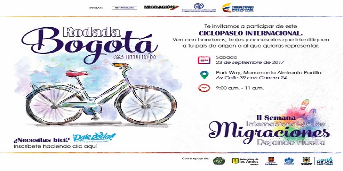 En ‘bici’, Bogotá vivirá una fiesta multicultural, como cierre de la Semana Internacional de las Migraciones