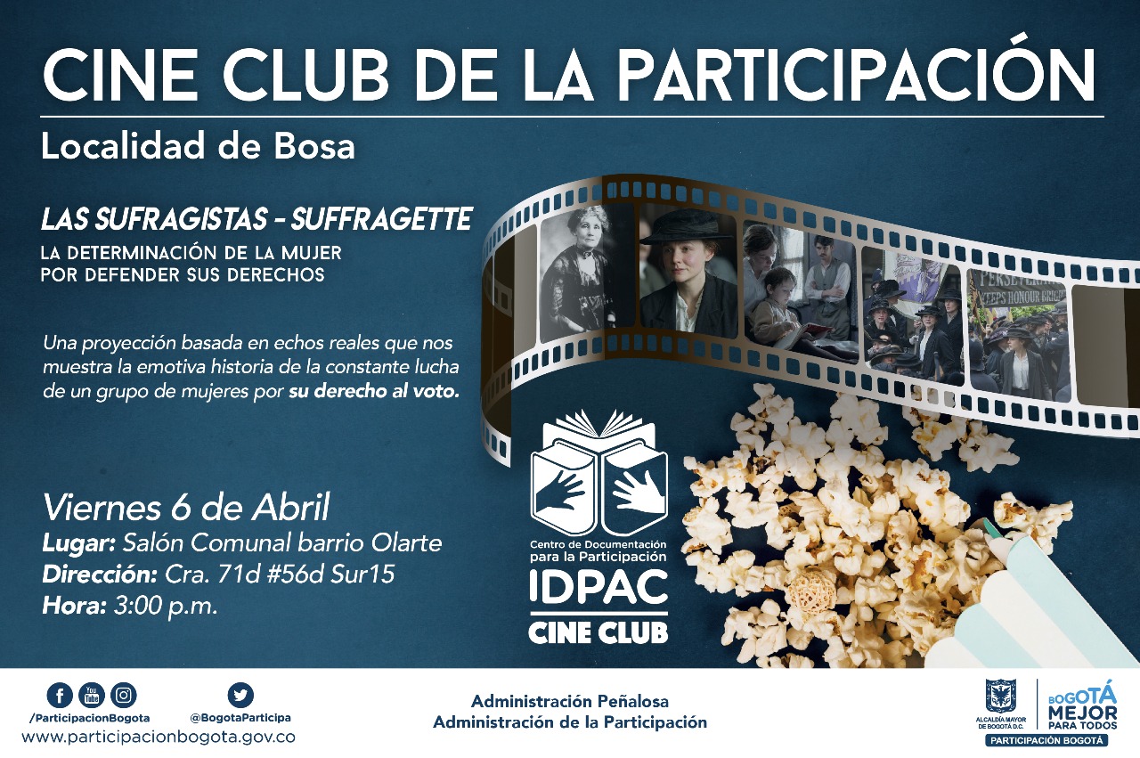 Cine Club de la Participación en Bosa ‘Las Sufragistas’ una película sobre la lucha por el voto femenino 