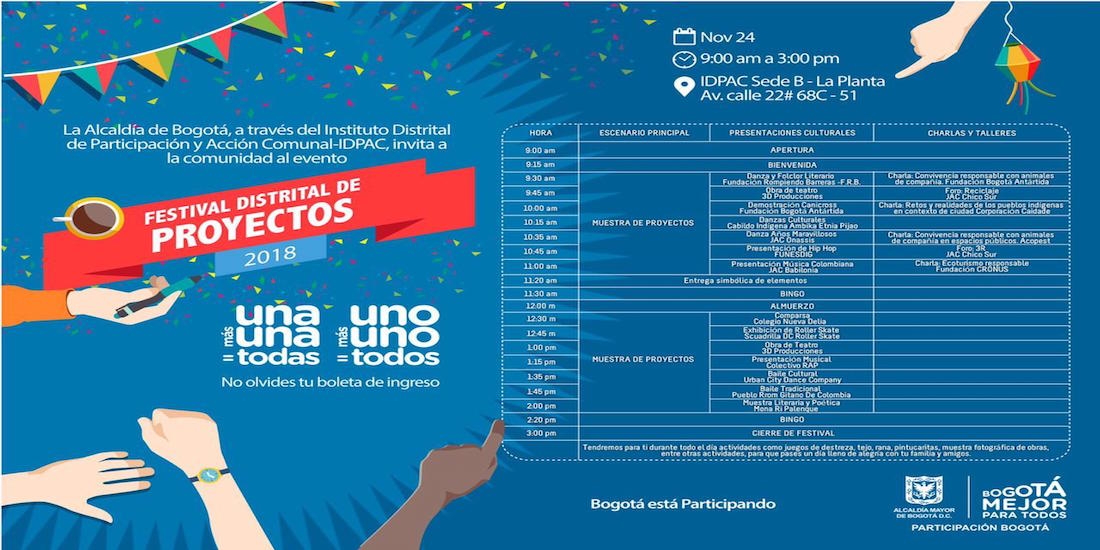 Festival Distrital de Proyectos 2018: la fiesta de las organizaciones sociales de Bogotá