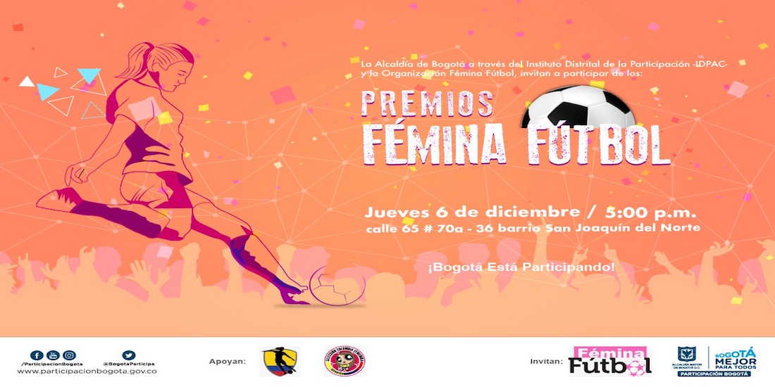 Segunda Gala de los ‘Premios Fémina Fútbol 2018’ contará con apoyo del IDPAC