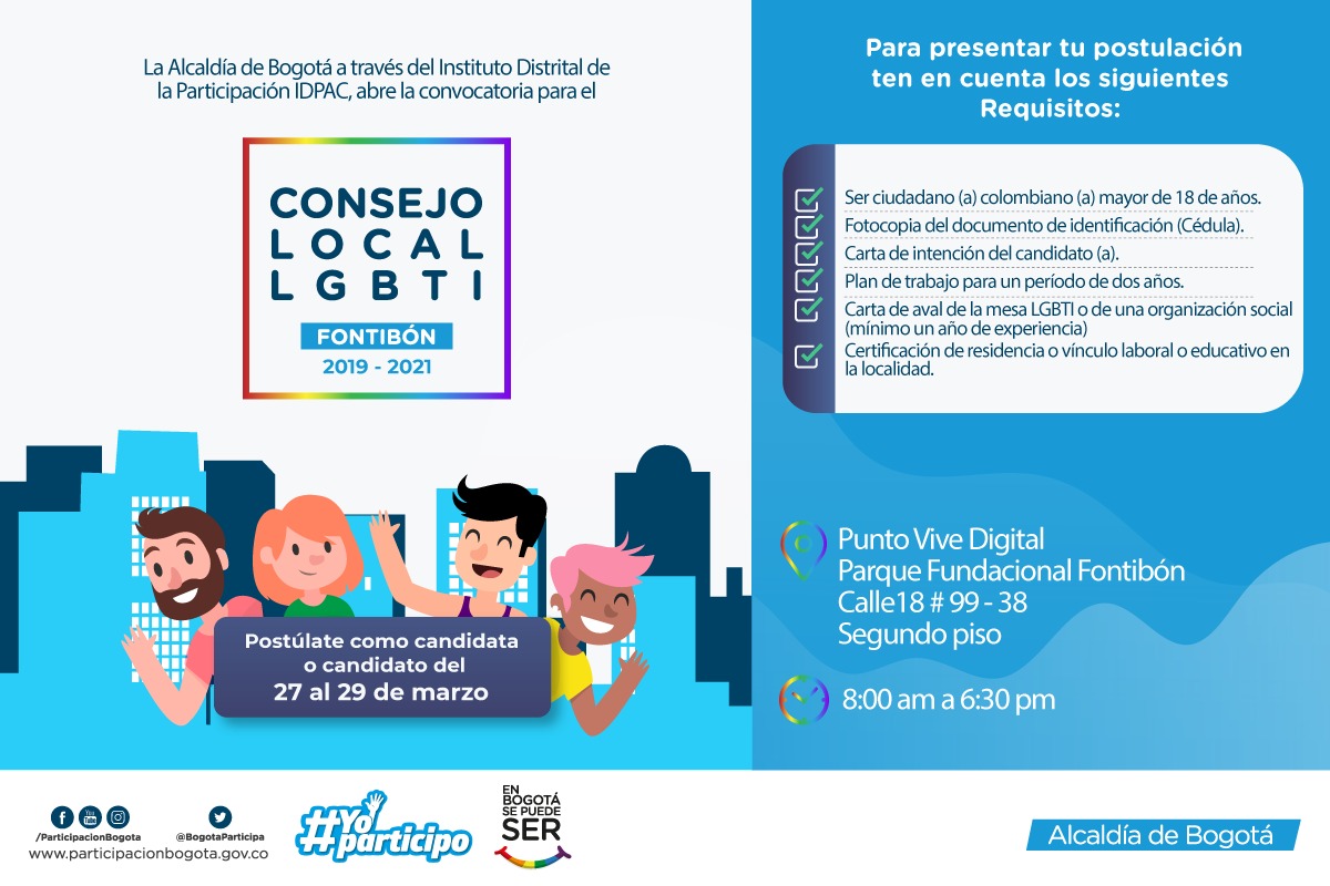 Abierta convocatoria para conformar ‘Consejo Local LGBTI de Fontibón’