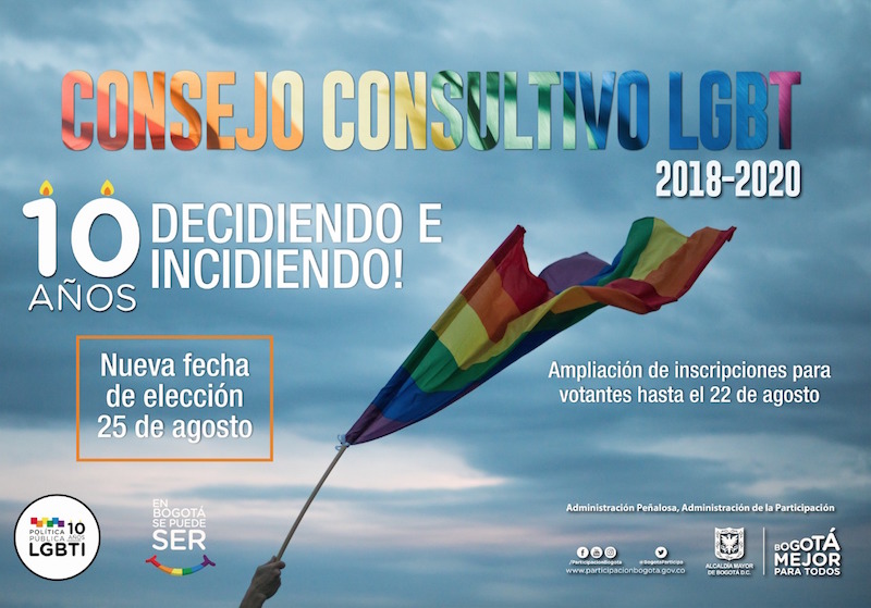 Abiertas inscripciones para aspirantes al Consejo Consultivo Distrital LGBT