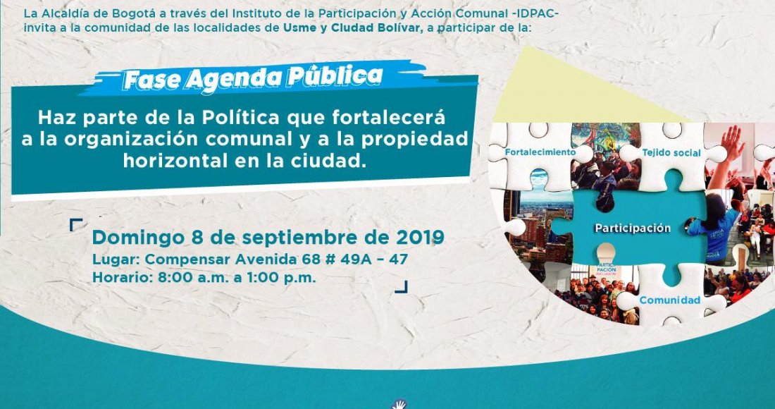 Nueva fecha para la fase de agenda pública, seguimos construyendo comunidad 