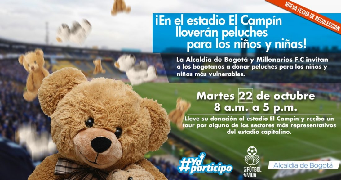 ¡Aún hay plazo! donemos un peluche para los niños y niñas vulnerables de Bogotá