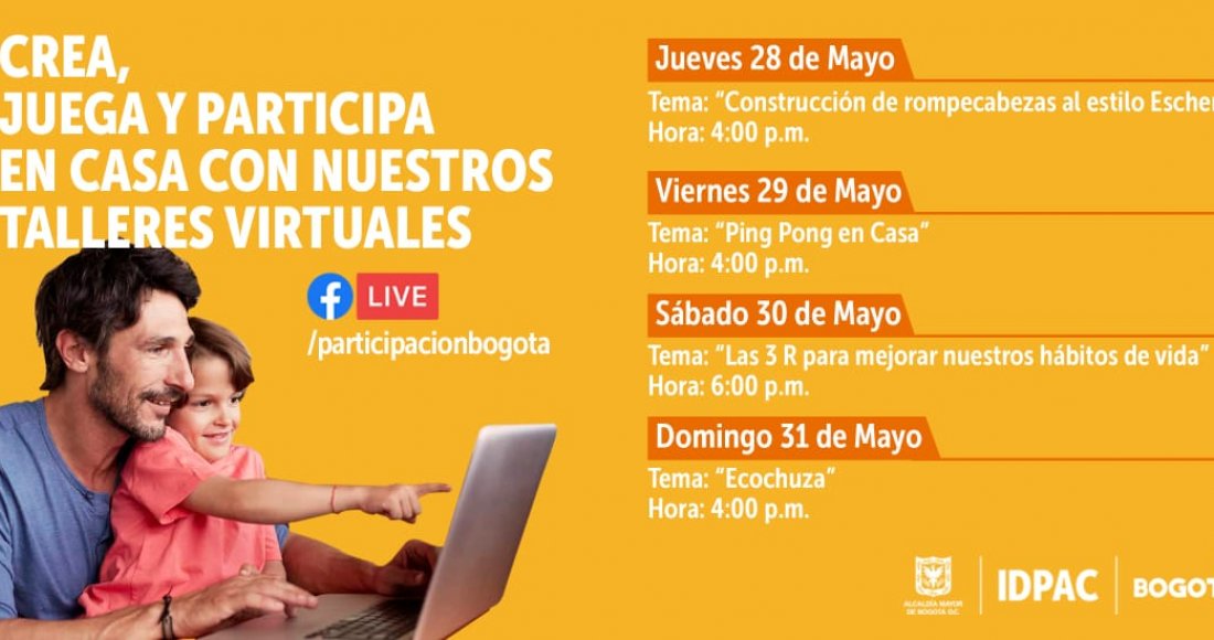 Crea, Juega y Participa en Casa con nuestros talleres virtuales