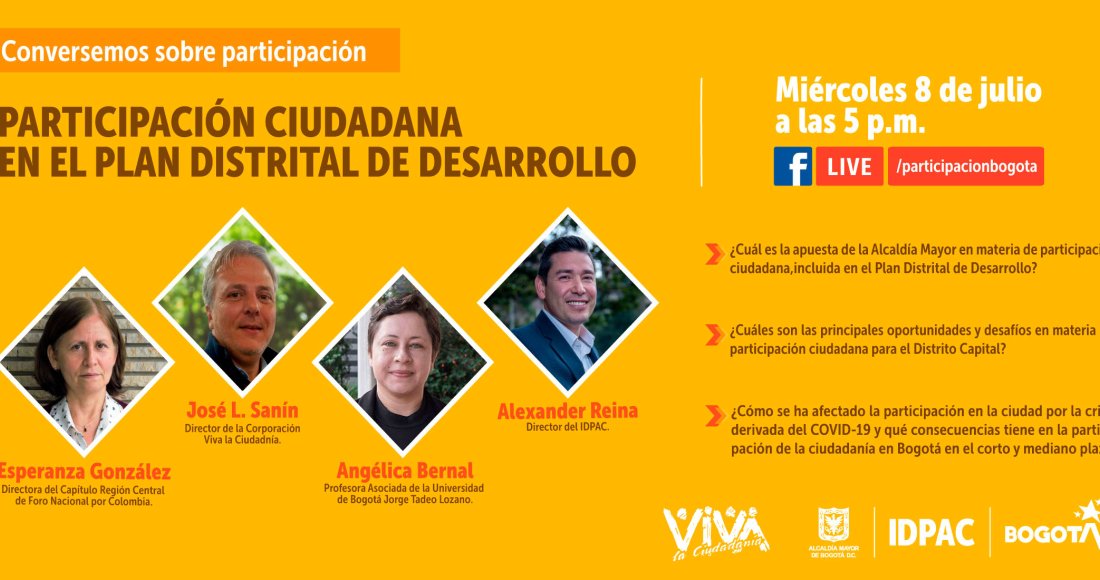 IDPAC y Viva la Ciudadanía se unen para hablar de ciudad y participación