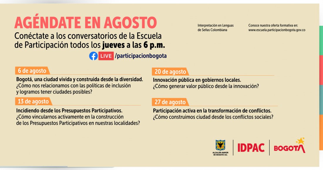 En agosto, agéndate con los Facebook Live de la Escuela de Participación del IDPAC