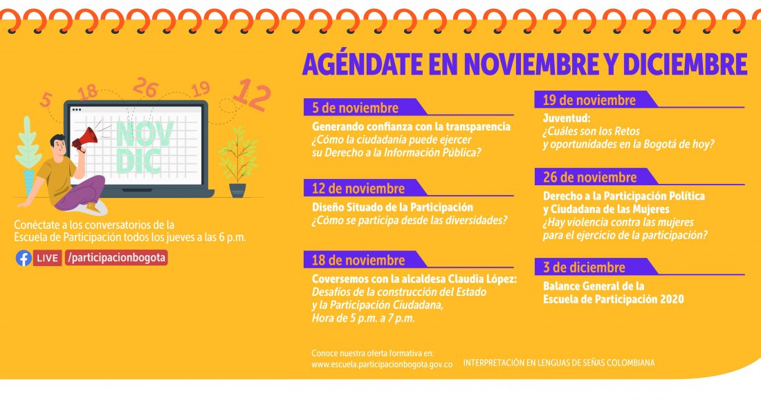 Agéndate en noviembre y diciembre con los Facebook Live de la Escuela de la Participación