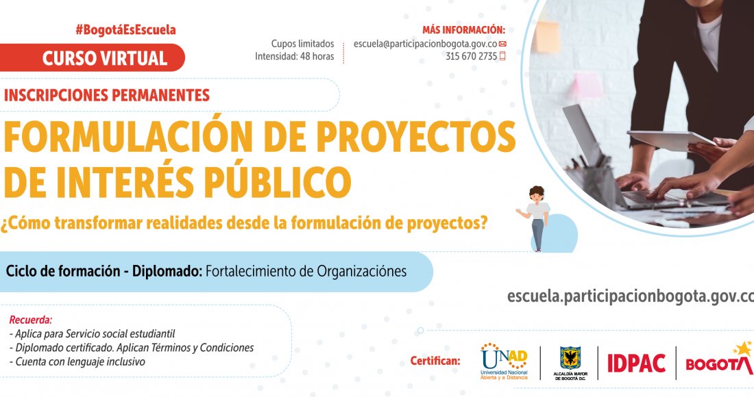 Inscripciones abiertas para el curso ‘Formulación de Proyectos de Interés Público’