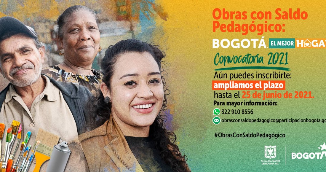 Participa en la Convocatoria 2021 de Obras con Saldo Pedagógico: ‘Bogotá, el mejor hogar’