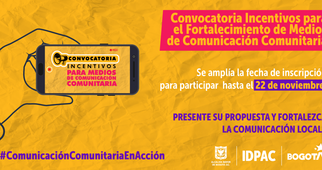 Se Amplía la Fecha de Inscripción para la Convocatoria “Incentivos para el Fortalecimiento de Medios de Comunicación Comunitaria”