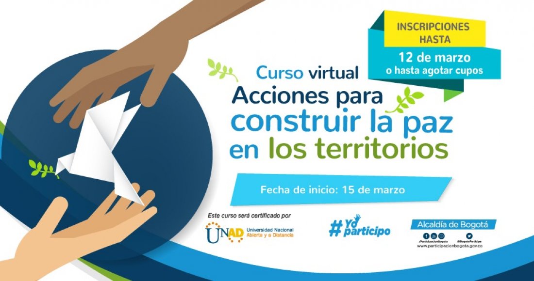 Últimos días de inscripciones a curso virtual sobre Participación y Paz