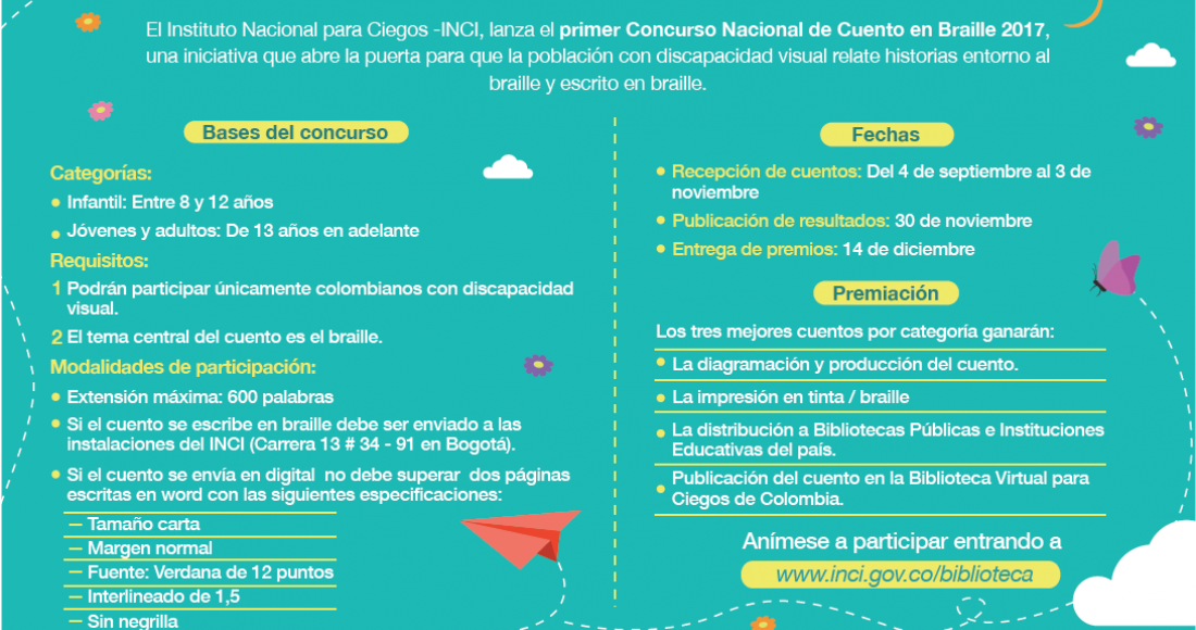 Primer Concurso Nacional de Cuento en Braille –INCI- ‘El Braille Cuenta’