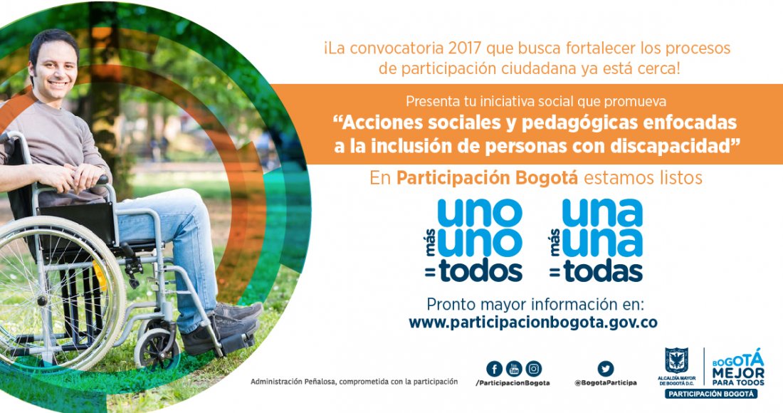 Postula tu iniciativa en el modelo de participación 'un@ más un@=tod@s 2017'