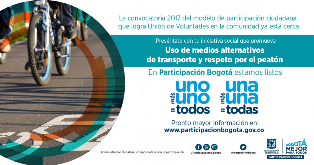 Postula tu iniciativa en el modelo de participación 'un@ más un@=tod@s 2017'