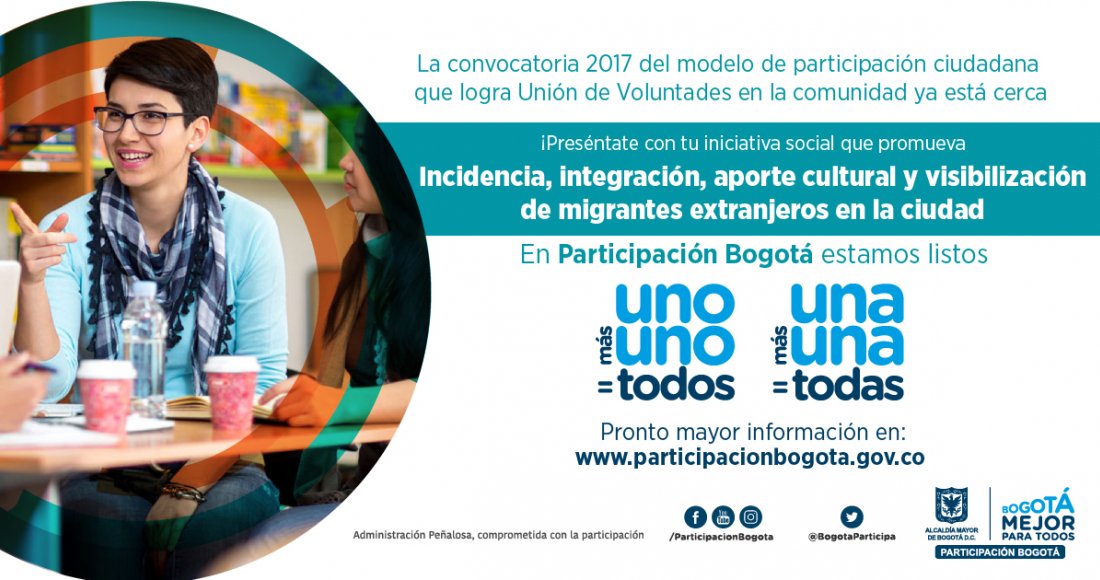 Postula tu iniciativa en el modelo de participación 'un@ más un@=tod@s 2017'