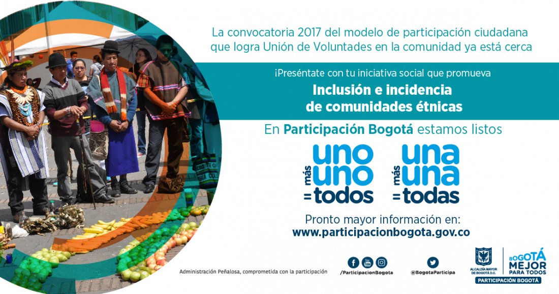 Postula tu iniciativa en el modelo de participación 'un@ más un@=tod@s 2017'