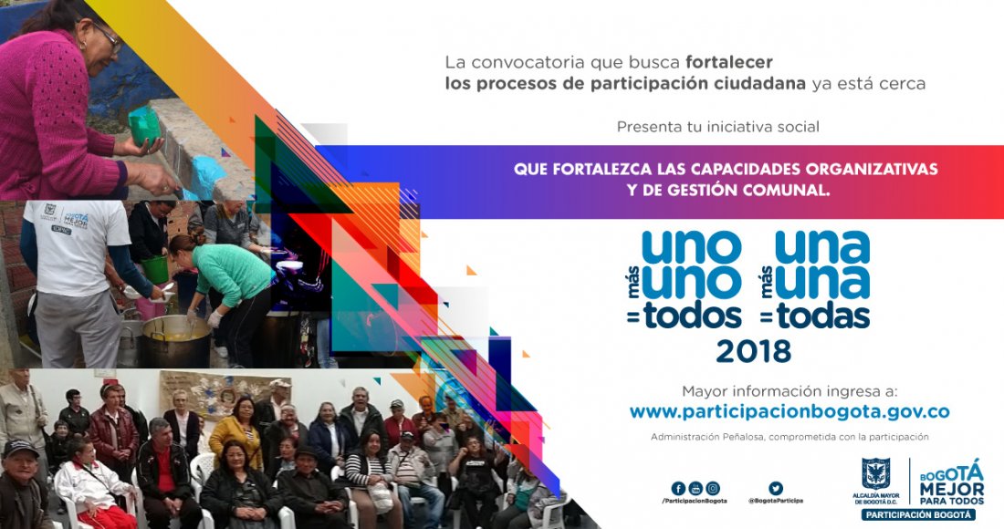 Convocatoria Uno Más Uno=Todos, Una Más Una=Todas Proyectos e Iniciativas de Carácter Social 2018