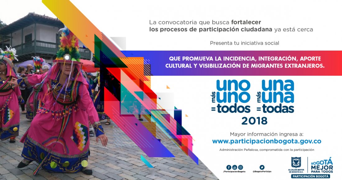 Convocatoria Uno Más Uno=Todos, Una Más Una=Todas Proyectos e Iniciativas de Carácter Social 2018