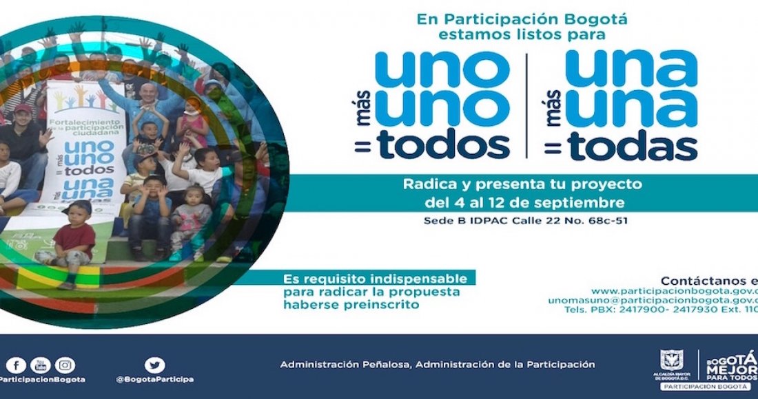 Postula tu iniciativa en el modelo de participación 'un@ más un@=tod@s 2017'