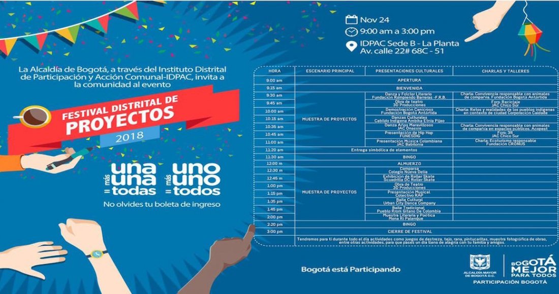 Festival Distrital de Proyectos 2018: la fiesta de las organizaciones sociales de Bogotá